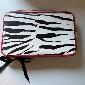 Trish McEvoy Zip Around Makeup Case with Three New Brushes Zebra Print